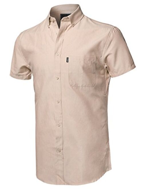 Style by William Men's Printed Cotton Stripe Button Down Short Sleeve Shirt