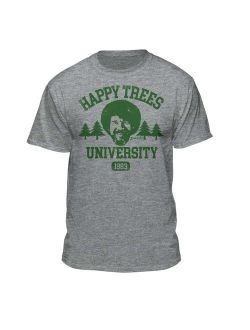 Bob Ross Happy Trees Cotton Printed Short Sleeve Crew Neck T-Shirt