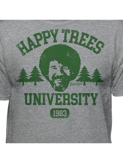 Bob Ross Happy Trees Cotton Printed Short Sleeve Crew Neck T-Shirt