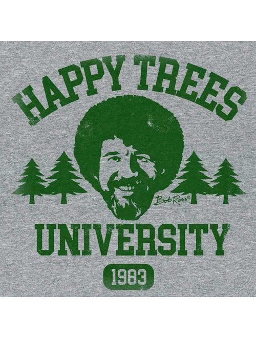 Bob Ross Happy Trees Cotton Printed Short Sleeve Crew Neck T-Shirt