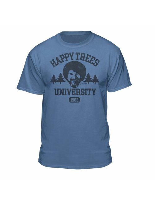 Bob Ross Happy Trees Cotton Printed Short Sleeve Crew Neck T-Shirt