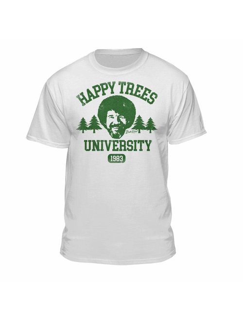 Bob Ross Happy Trees Cotton Printed Short Sleeve Crew Neck T-Shirt