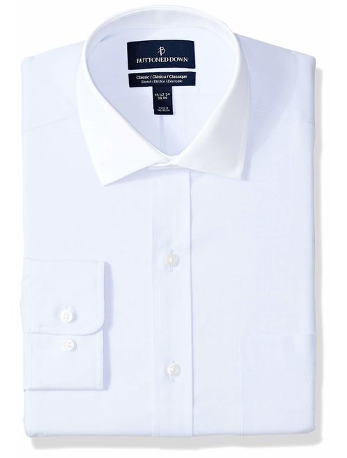 Amazon Brand - BUTTONED DOWN Men's Classic Fit Stretch Poplin Dress Shirt, Supima Cotton Non-Iron, Spread-Collar