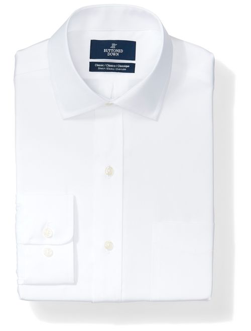 Amazon Brand - BUTTONED DOWN Men's Classic Fit Stretch Poplin Dress Shirt, Supima Cotton Non-Iron, Spread-Collar