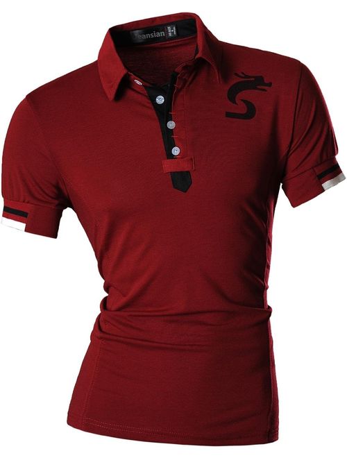 jeansian Men's Casual Slim Fit Short Sleeves Polo Shirt T-Shirt Tee Tops U007