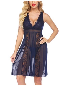 Babydoll Lingerie for Women Sexy Nightgowns for Bride Lace Chemise Lingerie Nighty