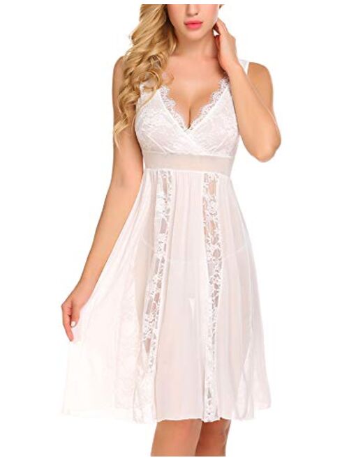 Avidlove Babydoll Lingerie for Women Sexy Nightgowns for Bride Lace Chemise Lingerie Nighty