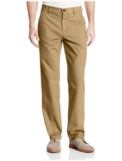 Men's Performance Cotton Slack Straight-Fit Plain-Front Pant