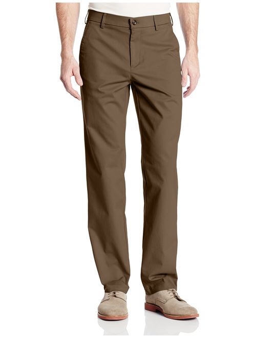 Haggar Men's Performance Cotton Slack Straight-Fit Plain-Front Pant