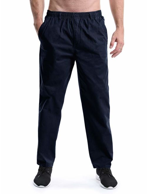 OCHENTA Men's Full Elastic Waist Lightweight Workwear Pull On Cargo Pants