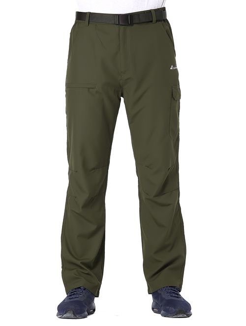 Clothin Men's Belted Side-Elastic Travel/Hiking Pants - Lightweight, Quick-Dry, Water-Resistant