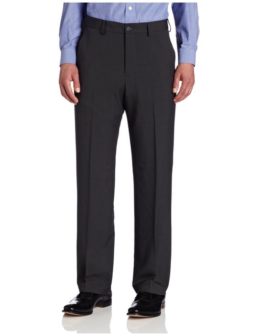 Van Heusen Men's Traveler Flat Front Straight Fit Crosshatch Microfiber Pant