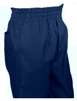 Mens Full Elastic Waist Pants with Mock Fly