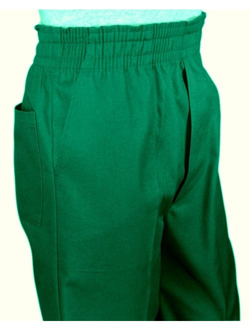 Mens Full Elastic Waist Pants with Mock Fly