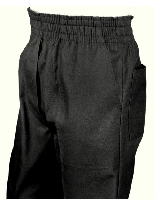 Mens Full Elastic Waist Pants with Mock Fly