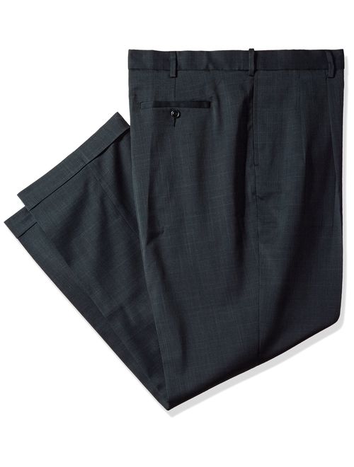 Savane Men's Big and Tall Pleated Stretch Crosshatch Dress Pant