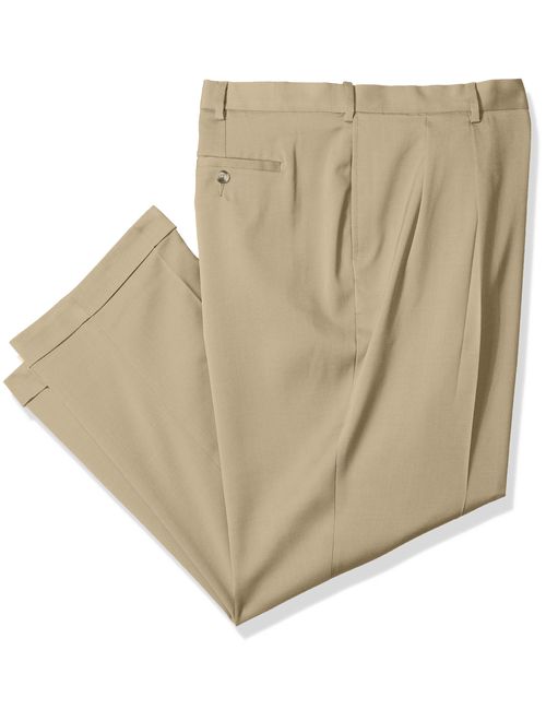 Savane Men's Big and Tall Pleated Stretch Crosshatch Dress Pant