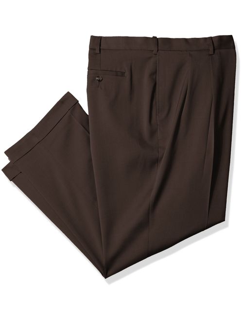 Savane Men's Big and Tall Pleated Stretch Crosshatch Dress Pant