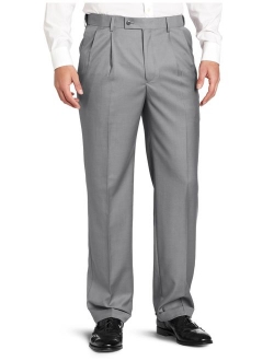 Louis Raphael ROSSO Men's Super 150 Twill Pleated Dress Pant with Comfort Waistband