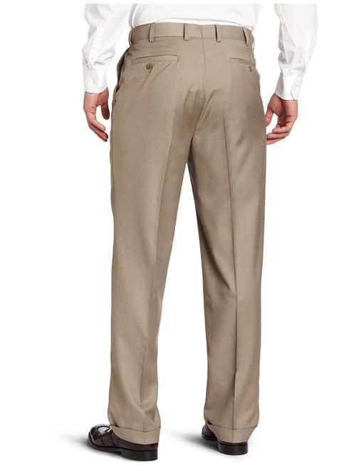 Louis Raphael ROSSO Men's Super 150 Twill Pleated Dress Pant with Comfort Waistband