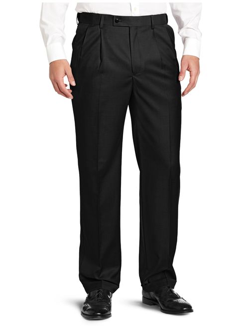 Louis Raphael ROSSO Men's Super 150 Twill Pleated Dress Pant with Comfort Waistband