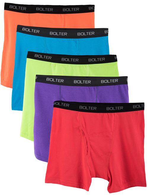 Bolter Men's Cotton Spandex All Day Boxer Briefs 5-Pack