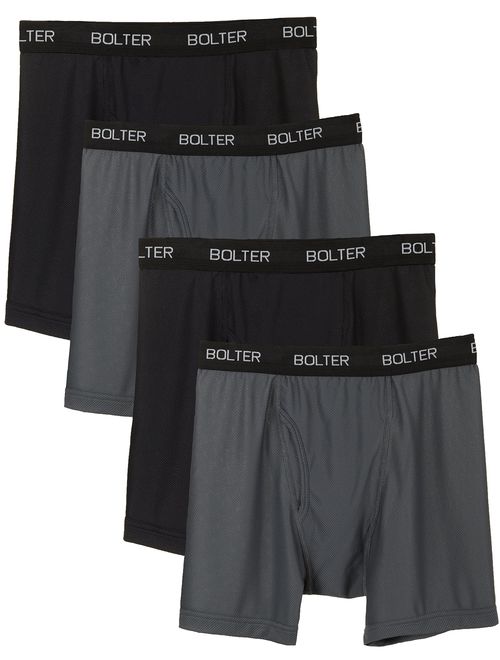 Bolter Men's Nylon Spandex Performance Boxer Briefs 4-Pack