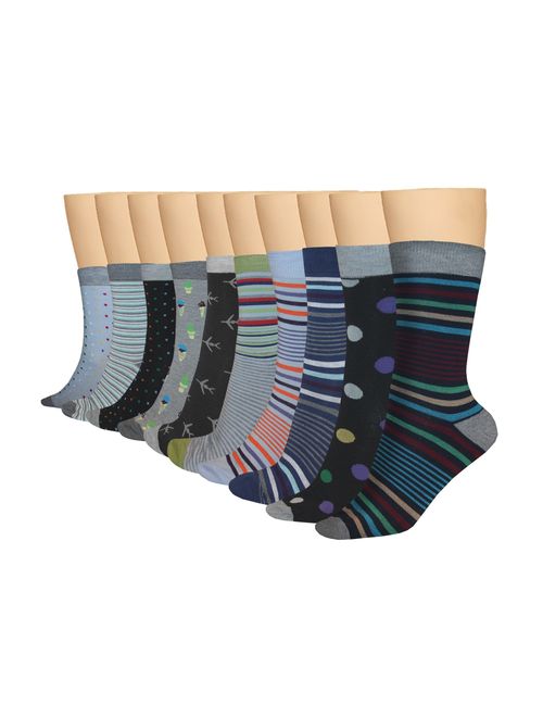 3KB Men's Dress Socks (10 Pairs Per Pack) - Variety of Patterns and Sizes