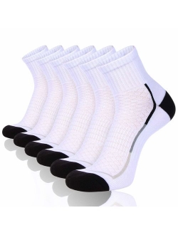 FLYRUN Mens Athletic Ankle Socks Performance Breathable Sports Running Sock6 Pairs