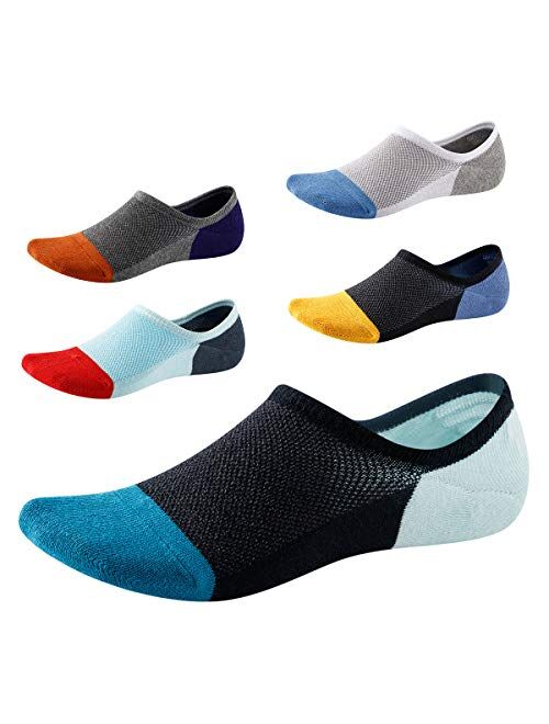 No Show Socks for Men-Low Cut with Non Slip Grip-Invisible Socks for Oxfords Sneakers US Size7-11 5 Pairs SEESILY