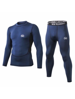 MeetHoo Men's Thermal Underwear Set, Compression Base Layer Sports Long Johns Fleece Lined Winter Gear Running Skiing