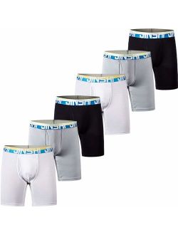 JINSHI Men's Bamboo Boxer Briefs Long Leg Comfortable Underwear Breathable Boxers 3Pack 6Pack