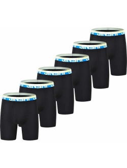 JINSHI Men's Bamboo Boxer Briefs Long Leg Comfortable Underwear Breathable Boxers 3Pack 6Pack