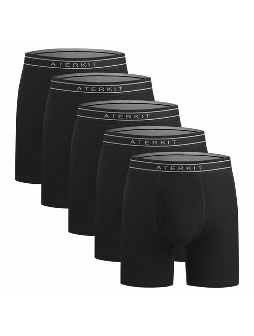 Buy aterkit Men's Underwear Boxer Briefs No Ride-up Soft Cotton Boxer ...