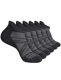 Eallco Mens Ankle Socks Low Cut Athletic Cushioned Running Tab Socks 6 Pack