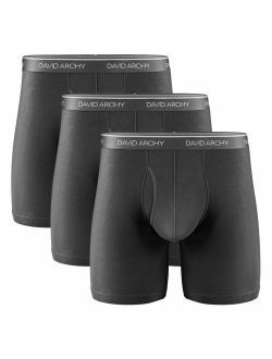 Men's 3 Pack Underwear Ultra Soft Comfy Breathable Bamboo Rayon Basic Boxer Briefs