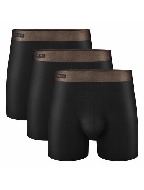David Archy Men's 3 Pack Underwear Ultra Soft Comfy Breathable Bamboo Rayon Basic Boxer Briefs