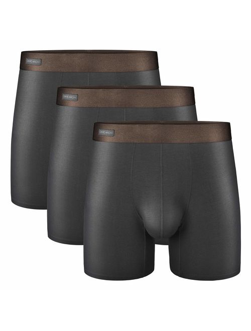 David Archy Men's 3 Pack Underwear Ultra Soft Comfy Breathable Bamboo Rayon Basic Boxer Briefs