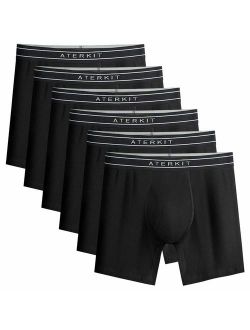 aterkit Men's Underwear Boxer Briefs 6 Pack Soft Cotton Tagless Underwear Stay-Put Waistband Comfortable with Fly