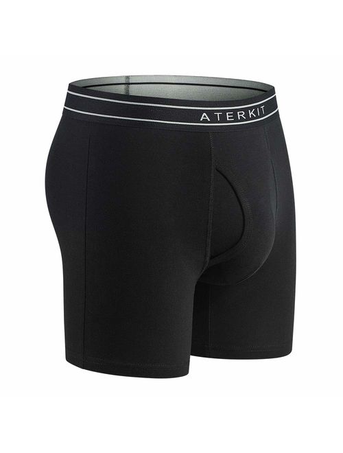 aterkit Men's Underwear Boxer Briefs 6 Pack Soft Cotton Tagless Underwear Stay-Put Waistband Comfortable with Fly