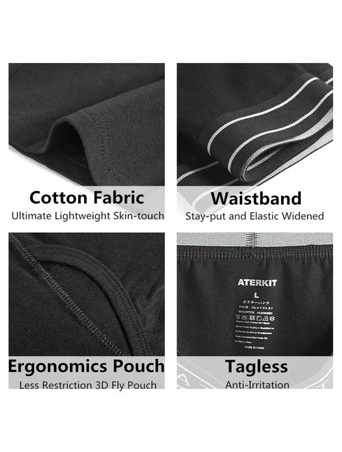 aterkit Men's Underwear Boxer Briefs 6 Pack Soft Cotton Tagless Underwear Stay-Put Waistband Comfortable with Fly