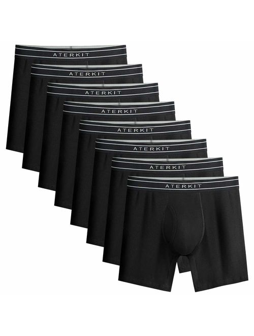 aterkit Men's Underwear Boxer Briefs 6 Pack Soft Cotton Tagless Underwear Stay-Put Waistband Comfortable with Fly