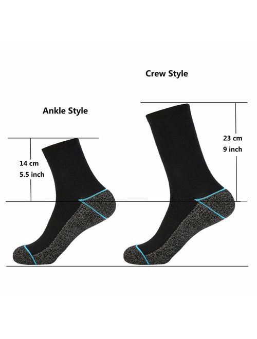 Copper Infused Athletic Crew Socks for Mens and Womens - Moisture Wicking Anti Smell Ankle Socks 4/5 Pairs