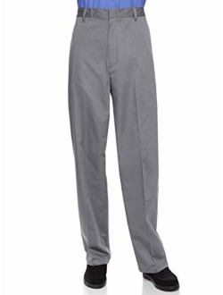 AKA Half Elastic Wrinkle Free Flat Front Men's Slacks - Relaxed Fit Twill Casual Pant