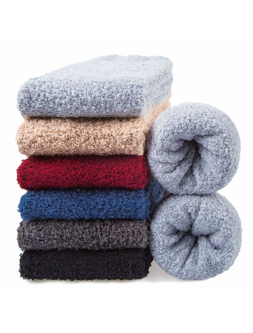 6 Pairs Mens Fuzzy Socks Winter Slipper Fleece Socks Men