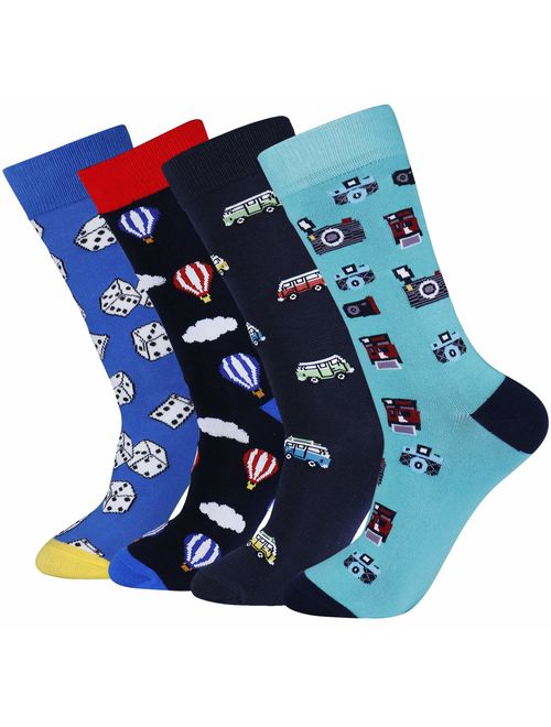 Men's Fun Funky Casual Colorful Animal Pattern Long Dress Crew Socks