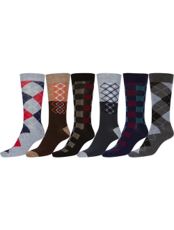 Sakkas Men's Crew High Patterned Colorful Design Dress Socks Asst Value 6-Pack