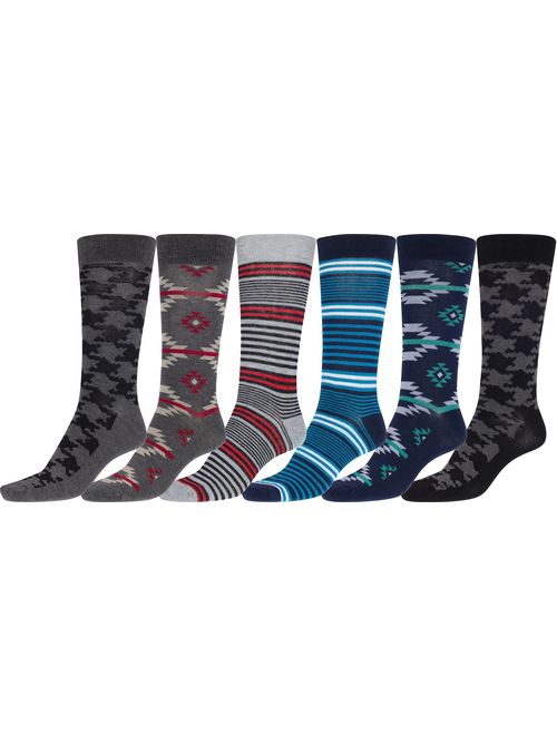 Sakkas Men's Crew High Patterned Colorful Design Dress Socks Asst Value 6-Pack