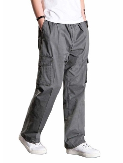 Banana Bucket Men's Full Elastic Waist Loose Fit Lightweight Workwear Pull On Cargo Pants