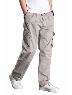 Banana Bucket Men's Full Elastic Waist Loose Fit Lightweight Workwear Pull On Cargo Pants